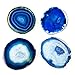 LARGE BLUE AGATE COASTERS Set of 4 Sliced Thick with Felt Bumper (4.25
