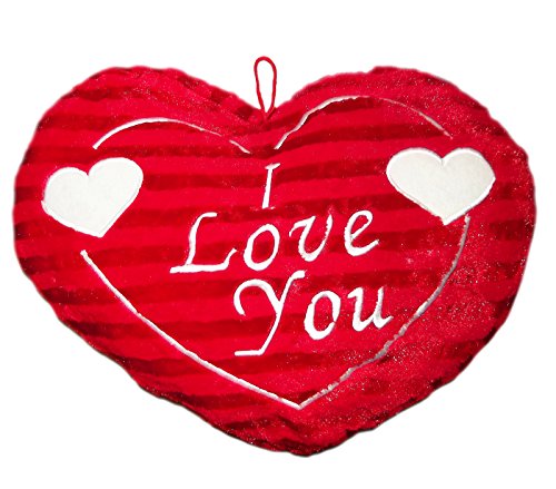 Plush I Love You Heart Shape Pillow (12-Inch, Red)