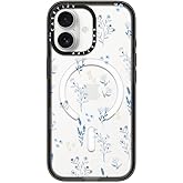CASETiFY Impact iPhone 17 Case [Slim/Compatible with Magsafe / 8.2 ft. 4X Military Grade Drop Protection] - Small Blue Flowers - Clear Black