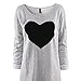 iecool Women's Fashion Sexy Love Heart Printed Long Sleeved Round Neck T-Shirt