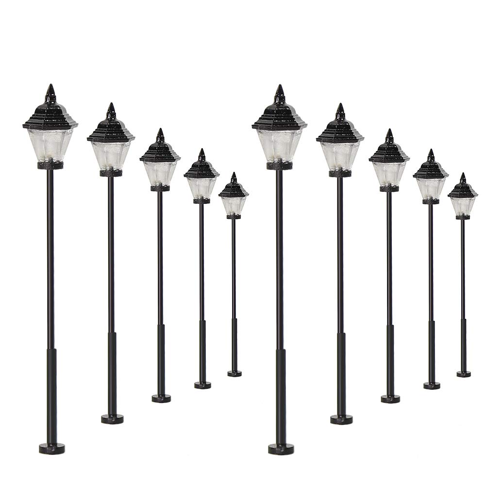 LYM07 10 pcs Model Railway Led Lamppost Lamps Street Lgihts HO Scale 5cm 12V New