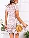 Women’s Summer Boho Floral Short Sleeve Button Up Split Dress Beach Skirt Pink