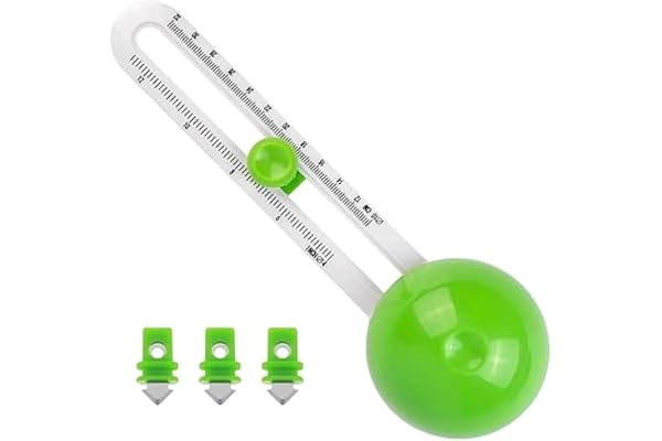 Lexziuo 1PCS Rotary Cutter Circular Paper Trimmer Set - 4 to 32cm Adjustable Circle Cutter with 3 Blades & Green Base, Lever-