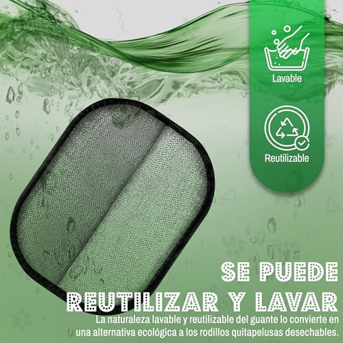 RUBALN®️Quita Pelos Mascota,Manopla Quita Pelos Mascota Guante+Gancho Colgador de Regalo Quita pelos Perro Gato, Removedor de Pelo Mascota, Guante Reutilizable .Uso Diario. (Verde)