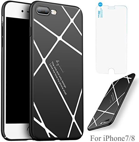 iPhone 7 Case, iPhone 8 Case, Upinva Slim Fit Shell Hard Plastic Full Protective Anti-Scratch Resistant Cover Case for Apple iPhone 7 iPhone 8 -3D Stripes (black-and-white)