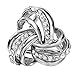 S&E Women's Elegant Three Ring Diamante Metallic Silk Scarves Clip Fashionable Scarf Ring Chiffon Buckle (Silver)