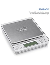 Smart Weigh Balanza de bolsillo digital Pro con visualización LCD retroiluminada Plata Nuevo, Plateado