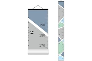 Nustila Color Block Growth Chart for Kids Baby Height Chart Ruler Removable Canvas Wooden Frame Hanging Wall Rulers Measurement Charts for Toddler Room Nursery Decor - 79"X7.9" with Black Wood