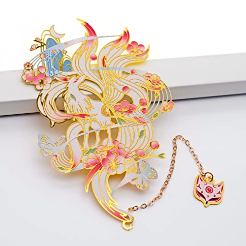 BLBMH Cute Metal Bookmarks for Women Book Lovers Cool Anime Kitsune Book Marks Unique Gifts Christmas Birthday -K4