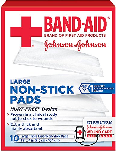 J&J Babab Non Stick 3x4 P Size 10ct J&J Band Aid Brand Non Stick 3x4 Pad