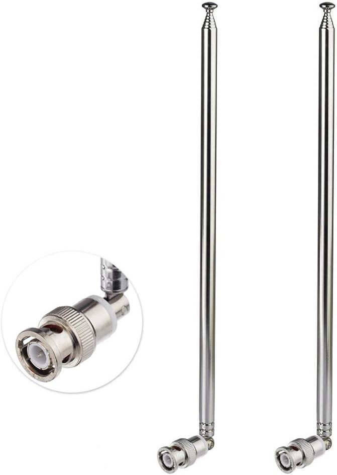 Bingfu VHF UHF 7-Sections Telescopic BNC Male Aerial Antenna 115cm for CB Radio Police Scanner Ham Radio Two Way Mobile Scanner Wireless Microphone Receiver Frequency Counter(2-Pack)