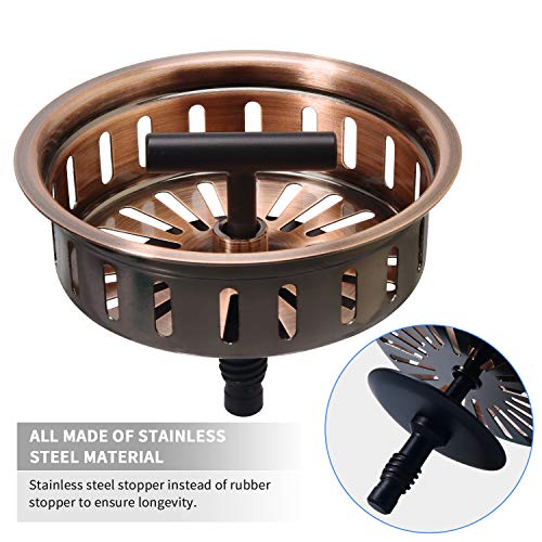 KONE Copper Sink Drain 3.5 Inch Kitchen Sink Drain Assembly Stainless Steel Sink Strainer Sink