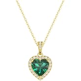MSBLUE Heart Necklace for Women, Green Crystal Pendant, Gift for Her | 8mm Green Crystal Heart, 0.19CTW Moissanite, 18+2 Inch Adjustable Chain