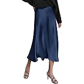Zeagoo Skirts for Women High Waist Skirt Elegant Midi Skirt Satin