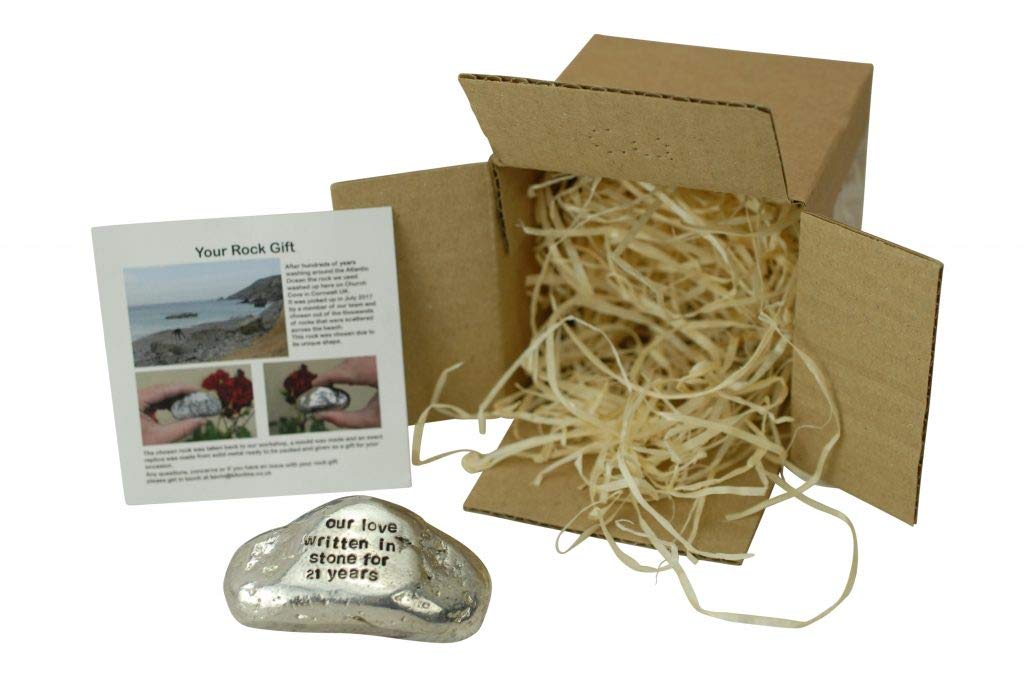 Solid Metal Rock For 21st Anniversary Our Love Written In Stone For 21 Years