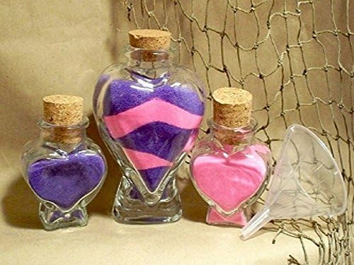 Personalized Unity Sand Ceremony, Wedding and Anniversary, Heart Vase with cork top and Heart shapped side jars
