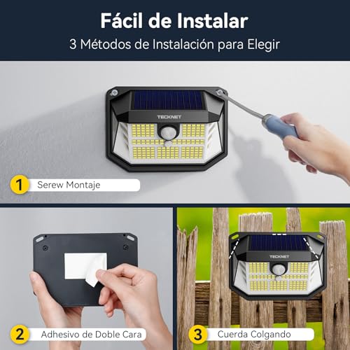 TECKNET Outdoor Solar Light, 231 LED/300° Illumination (Illuminates 35㎡) High Brightness Solar Lights with Motion Sensor, 3 Modes IP65 Waterproof Solar Led Spotlights for Garden, Garage, Patio, 4 Pack
