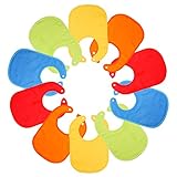 Blulu Baby Waterproof Bandana Drool Bibs with Snaps, Unisex, 10 Pack