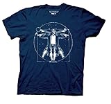 The Big Lebowski Vitruvian Dude Adult Shirt (Large, Navy Blue)