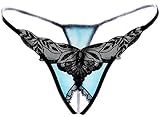 Ochiria HOT Lace Sexy Lingerie For Women For Sex Crotchless G String3 Panty Thong ,Blue,One size