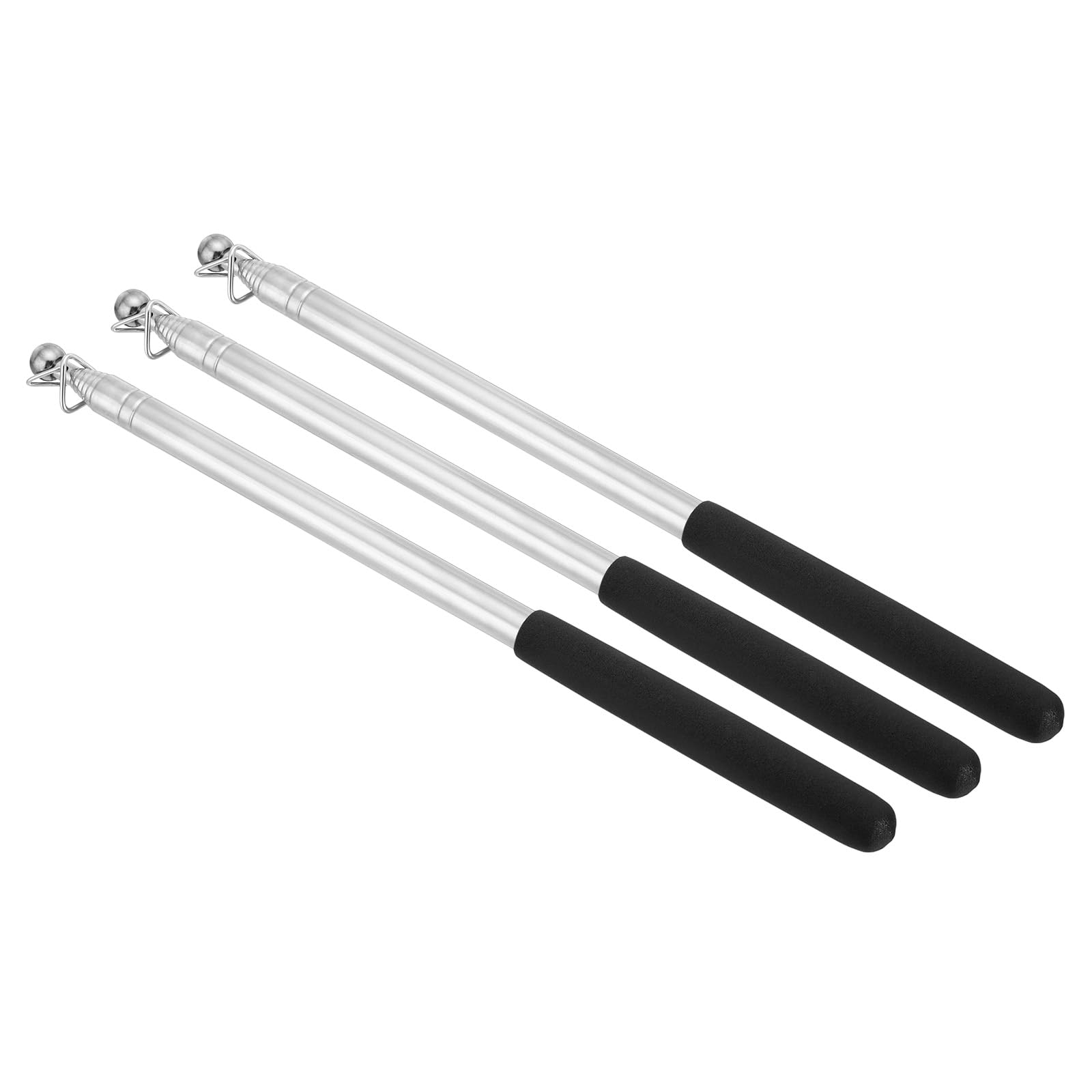 PATIKIL 1.6M/5.2Feet Telescopic Handheld Flagpoles, 3Pcs Retractable Teachers Pointer Stick Banner Flag Pole for Tour Guide Teaching Black