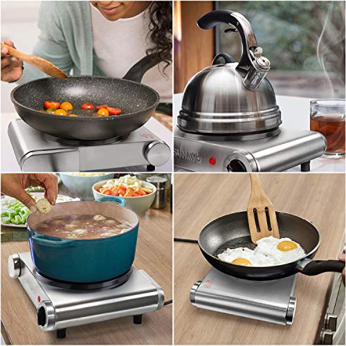 SUNAVO Electric Single Burner 1500W Hot Plate for cooking - Upgraded Version