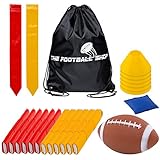 Flag Football Set for 12 Players - Includes Durable Flag Belts and Flags, Cones, Bean Bag, Carrying Backpack, and Football - Huge 55 Piece Complete Set (Red and Yellow)