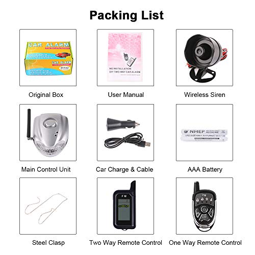 Autopmall Car Alarm Protection System Auto Security 2 Way Remote System Wireless Alarm Shock Alarm No Installation