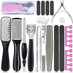 EAONE 20 in 1 Professional Pedicure Tools Set, Foot Care Pedicure Kit Stainless Steel Foot Rasp Foot Dead Skin Remover…