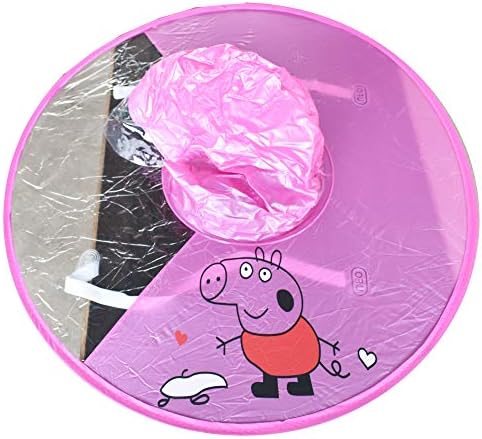 Linenaffairs Umbrella Hat Foldable Raincoat for Kids, UFO Shaped, Shoulder Straps, Hands Free Cute Raincoat (Pink_Small)