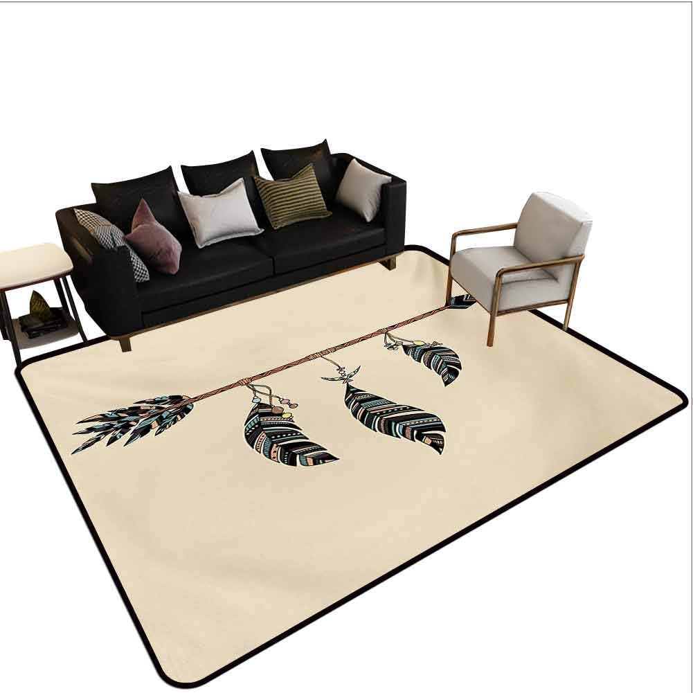 Arrows Area Rugs Large Carpet Arrow Figure in al Pattern with Feathers Native Tribal Design Print Print for Kids Yoga Living Room Home Decor Rugs Beige Brown and Black