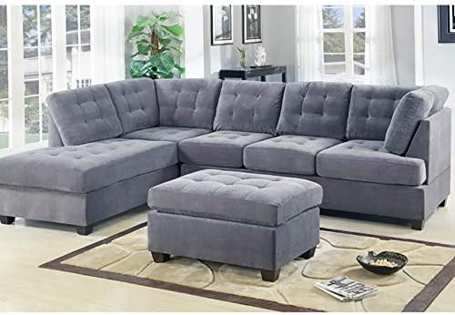 Amazon Com Casa Andreamilano 2 Piece Modern Grey Soft Tufted