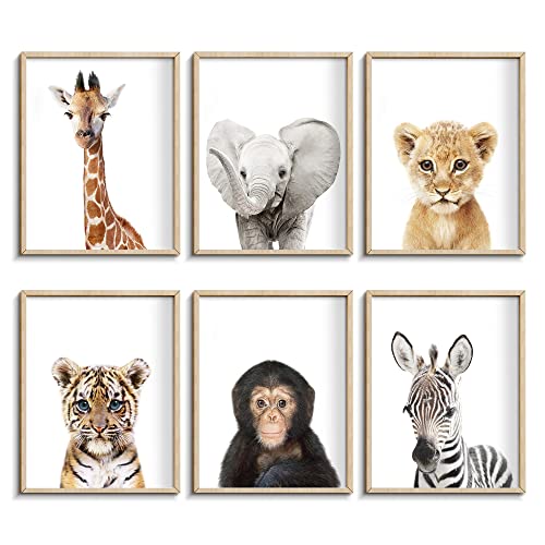 Photo 1 of **UNFRAMED**
Set of 6 Baby Safari Nursery Wall Decor - Picture Cute Animal Wall Prints on Canvas, under 20 dollars gifts for Baby Boys and Girls Room, UNFRAMED Wall Art(12 x 16 inch)