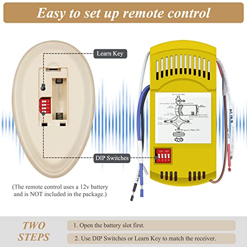 Ceiling Fan Remote Control Kit for Harbor Breeze, 35T Universal Fan Remote and Receiver, 3-Speed Ceiling Fan with Dimmer, Replace FAN-53T FAN-11T Fan-HD L3HFAN35T FAN-35T L3HFAN35T1 FAN-35T1…