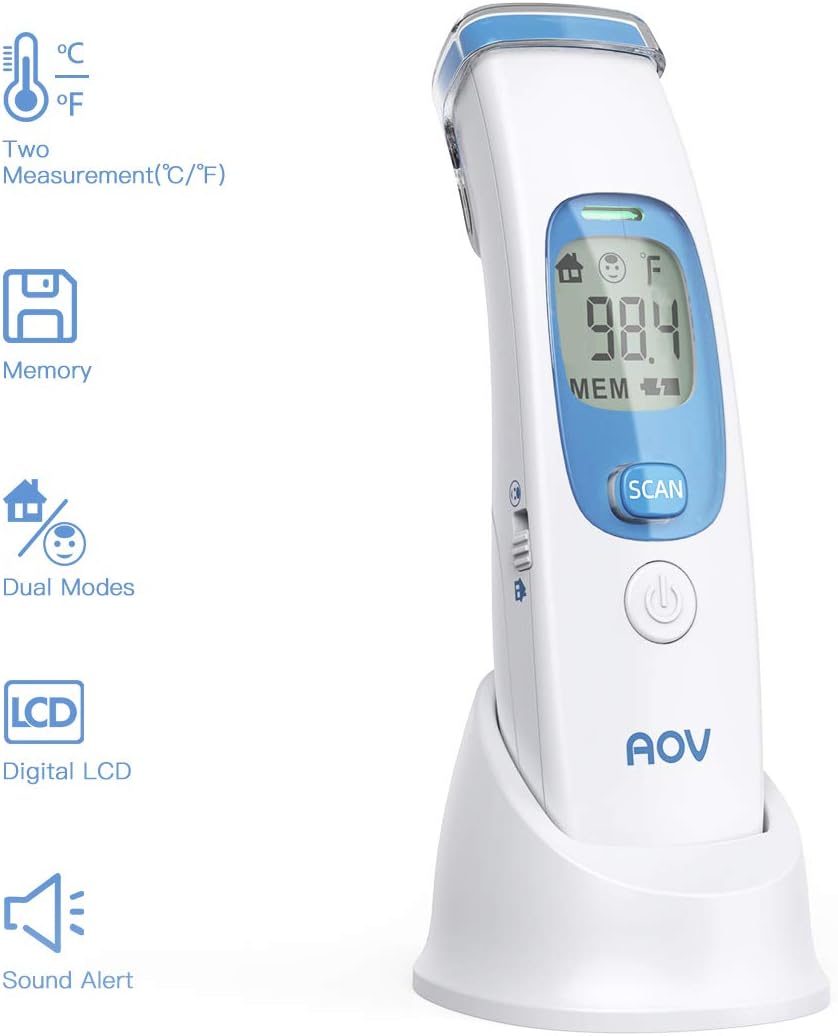 Thermometer, Medical Forehead Infrared Thermometer for Baby Kids and Adults, Precision Digital Temporal Thermometer with Fever Indicator, No Touch, CE Approved