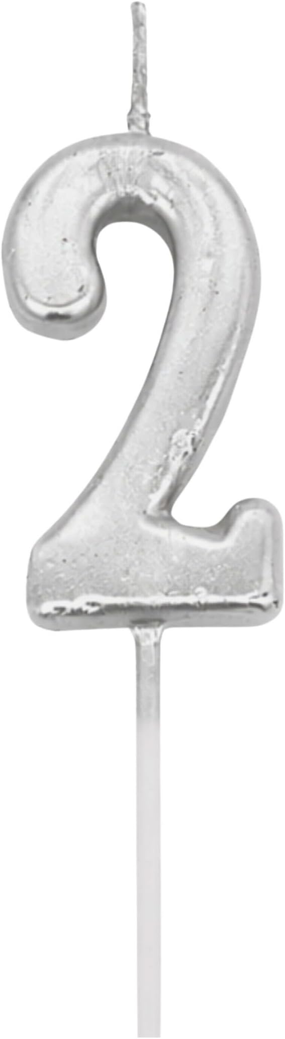 SHATCHI Birthday Number 2 Candle Silver Cake Topper Party Decor