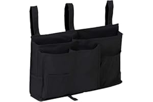 CREATEY Bunk Bed Organizer, Bedside Storage Caddy, Hanging Pocket for Camp, Dorm Room, Hospital Bed Rail and More (Black)