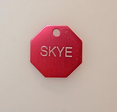 Pet ID Tag - Octogan Shaped Double Sided Engraved Tag - 28mm / 28mm 4 Colours (PINK)
