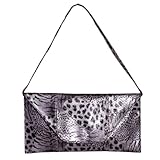 Patzino Fashion Collection, Faux Leather Animal Print Women's Envelope Clutch (Purple)