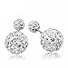 YiYi Operation Crystal Double Sided Ball Silver Plated Stud Tribal Earrings Women's Engagement Gift