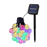 Litake Solar String Lights, Waterproof outdoor Globe Lights,8 Modes Fairy Orb Crystal Ball Lighting for Christmas Trees, Garden, Patio, Wedding(20ft-8 Modes-Multicolor)