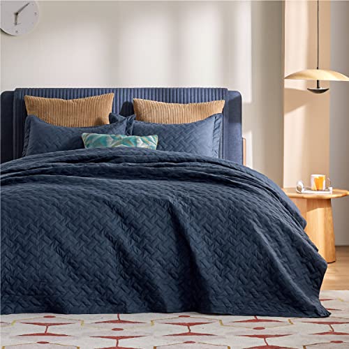 BEDSURE King Size Quilt Set Lightweight Summer Quilt King Size Navy