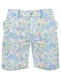 Men's Tropical Hula Print Shorts - X80 Ultra-Soft Elastic Button Short Shorts