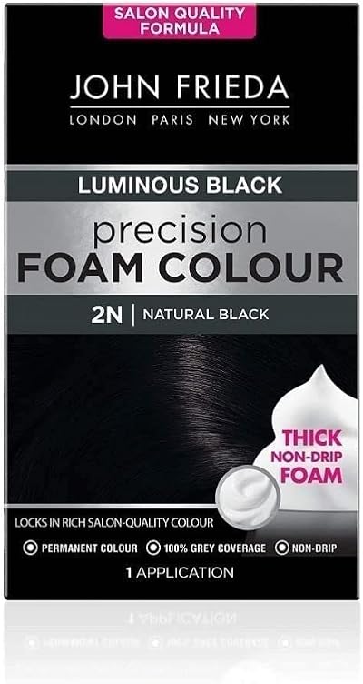 John Frieda Precision Foam Colour 2N Natural Black Hair Dye 100% Grey Coverage