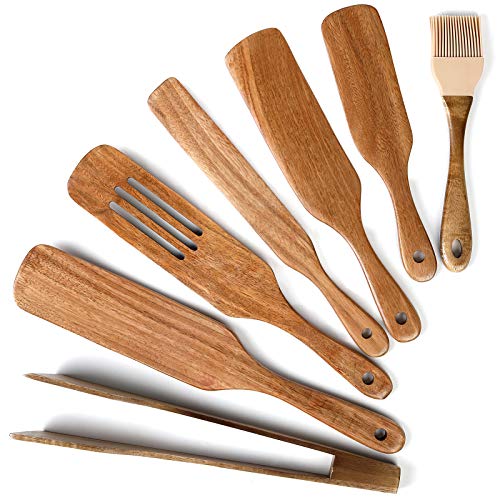 Wooden Spurtle Set As Seen On Tv 7 Pcs Spatula Set , Acacia Wood