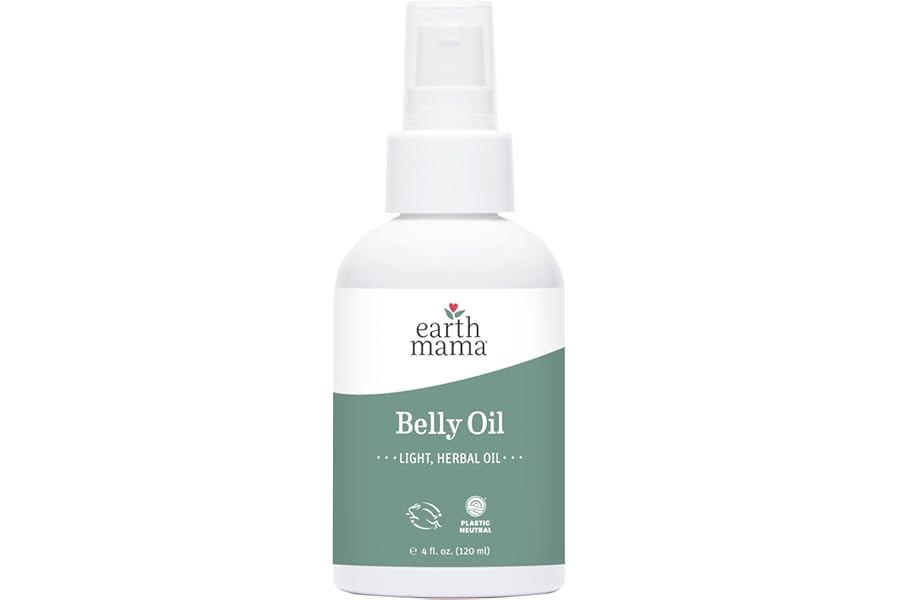 Earth Mama Belly Oil for Dry Skin | Calendula Skin Care Moisturizer Oil to Encourage Natural Elasticity and Help Prevent Stretch Marks During Pregnancy and Postpartum, 4-Fluid Ounce