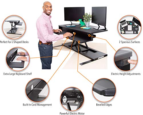image for Stand Steady Flexpro Power 40 Inch Electric Corner Desk | 2 Level Stan