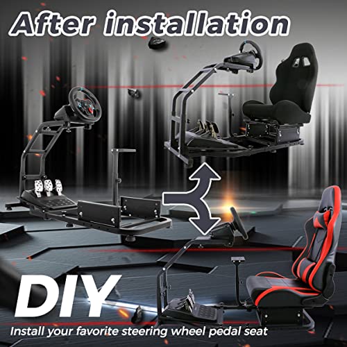 Hottoby Racing Simulator Cockpit Pro Support with V2 Stand Up Steering Driving Wheel Stand Fit