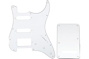 Musiclily HSS 11 Holes Strat Electric Guitar Pickguard and BackPlate Set for Fender US/Mexico Made Standard Stratocaster Modern Style Guitar Parts,3Ply White