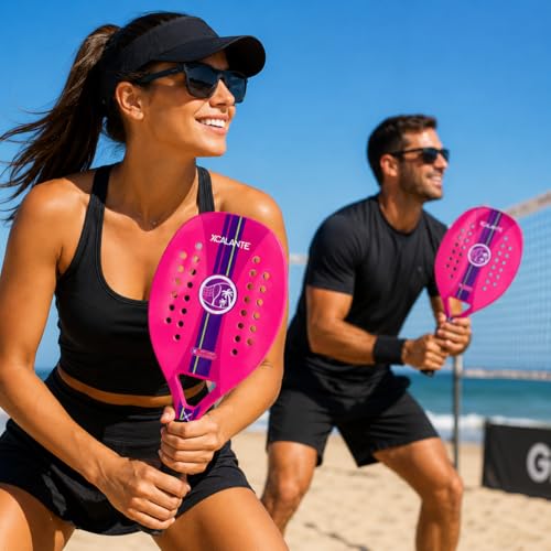 Raquete Para Beach Tennis Profissional Em Fibra Carbono Com Capa Protetora